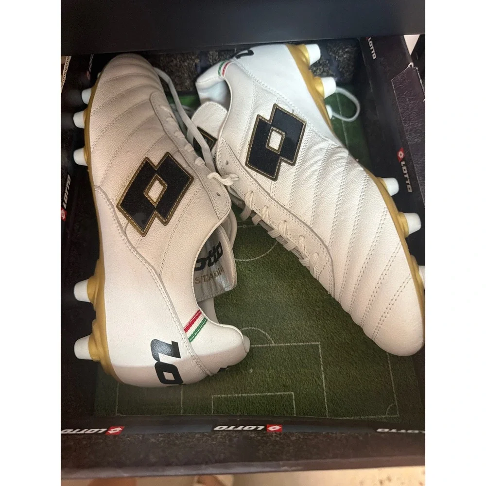 Lotto Stadio OG II FG Soccer Cleats All White / Black Mens Size 9.5 NWB No Lid